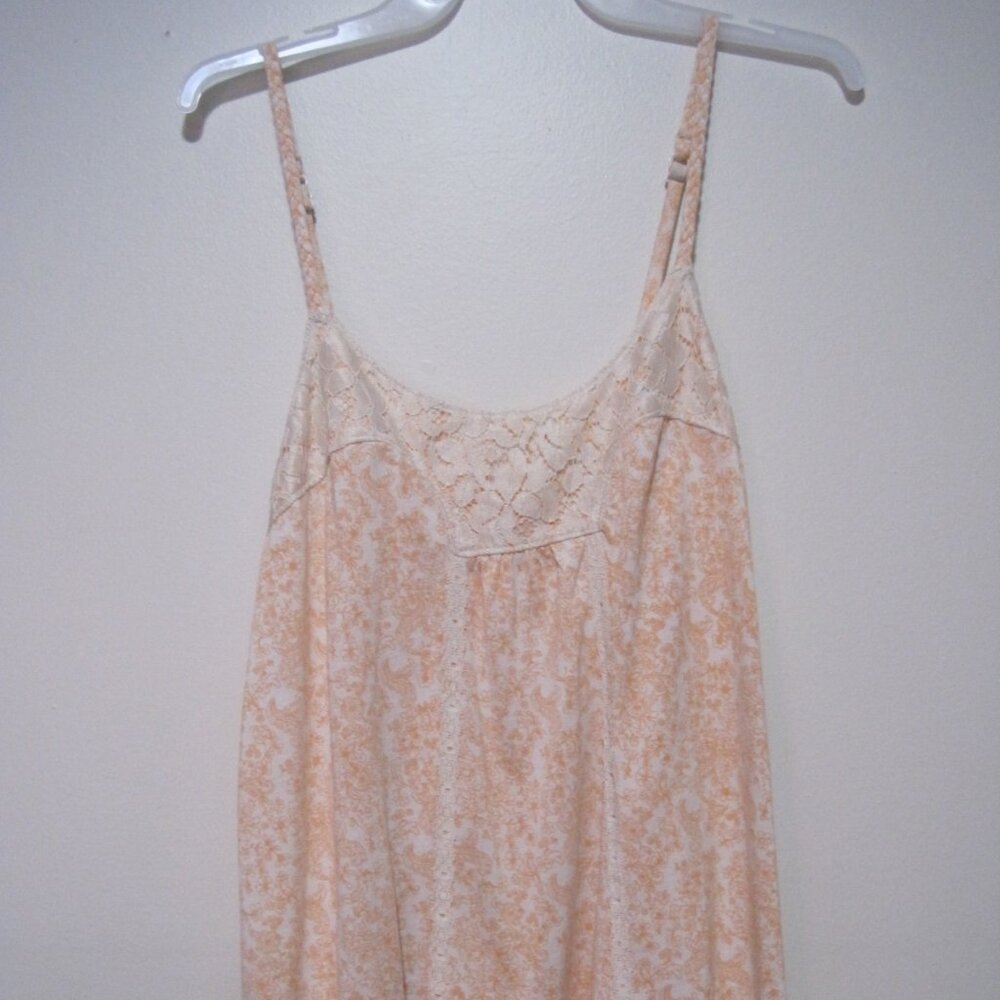 MUDD  Adj. Braided Spaghetti Strap Womens Large Halter Tank Top Orange Floral